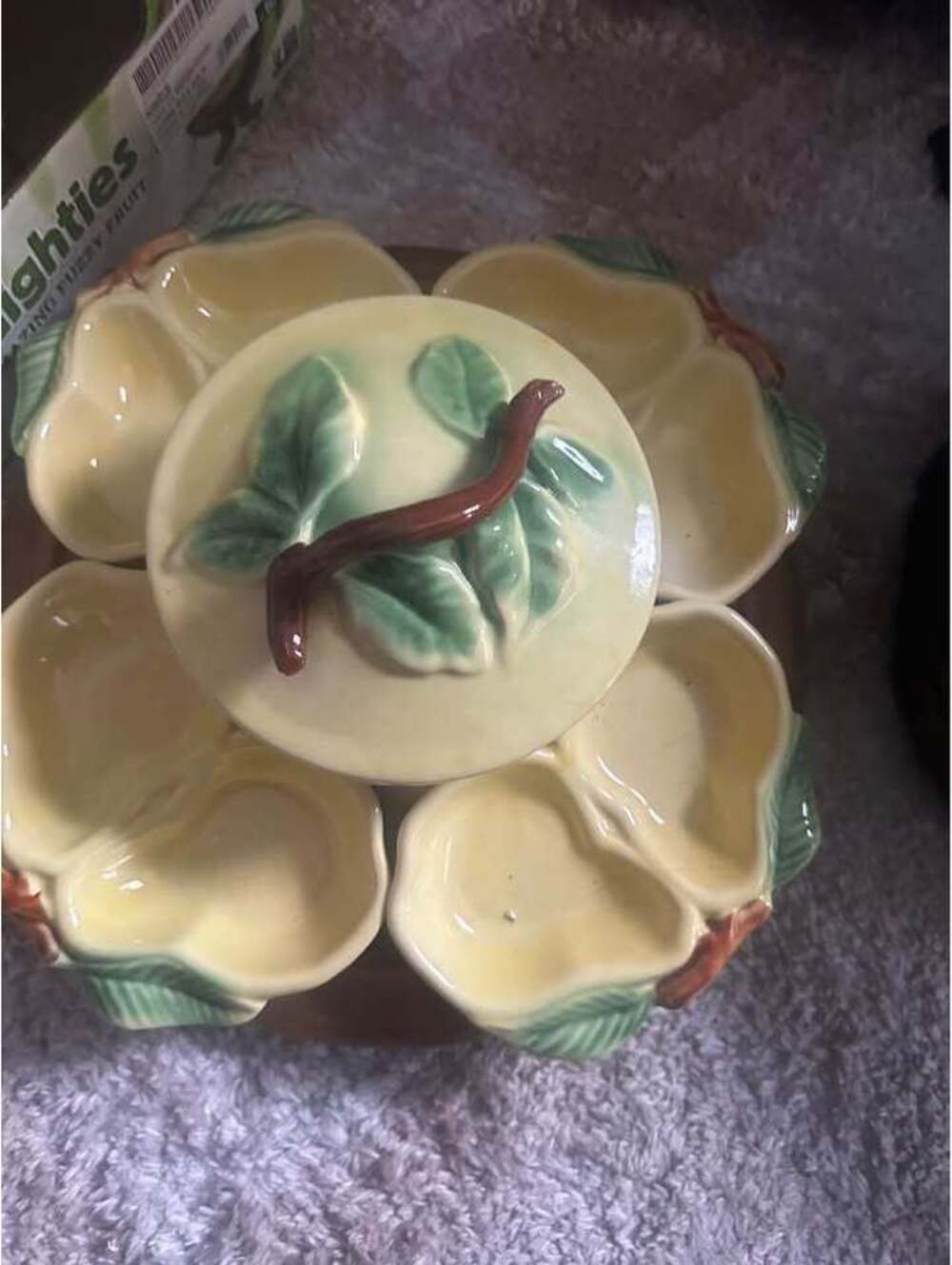 Vintage Ceramic Pear Chip and Dip Serving Set